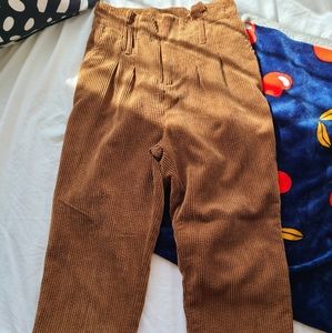 BROWN CORDUROY STRAIGHT LEG PANTS HIGH WAISTED